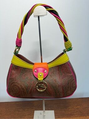 Etro Paisley Shoulder Bag w/Nein Braided Handle & Pegasus Clasp